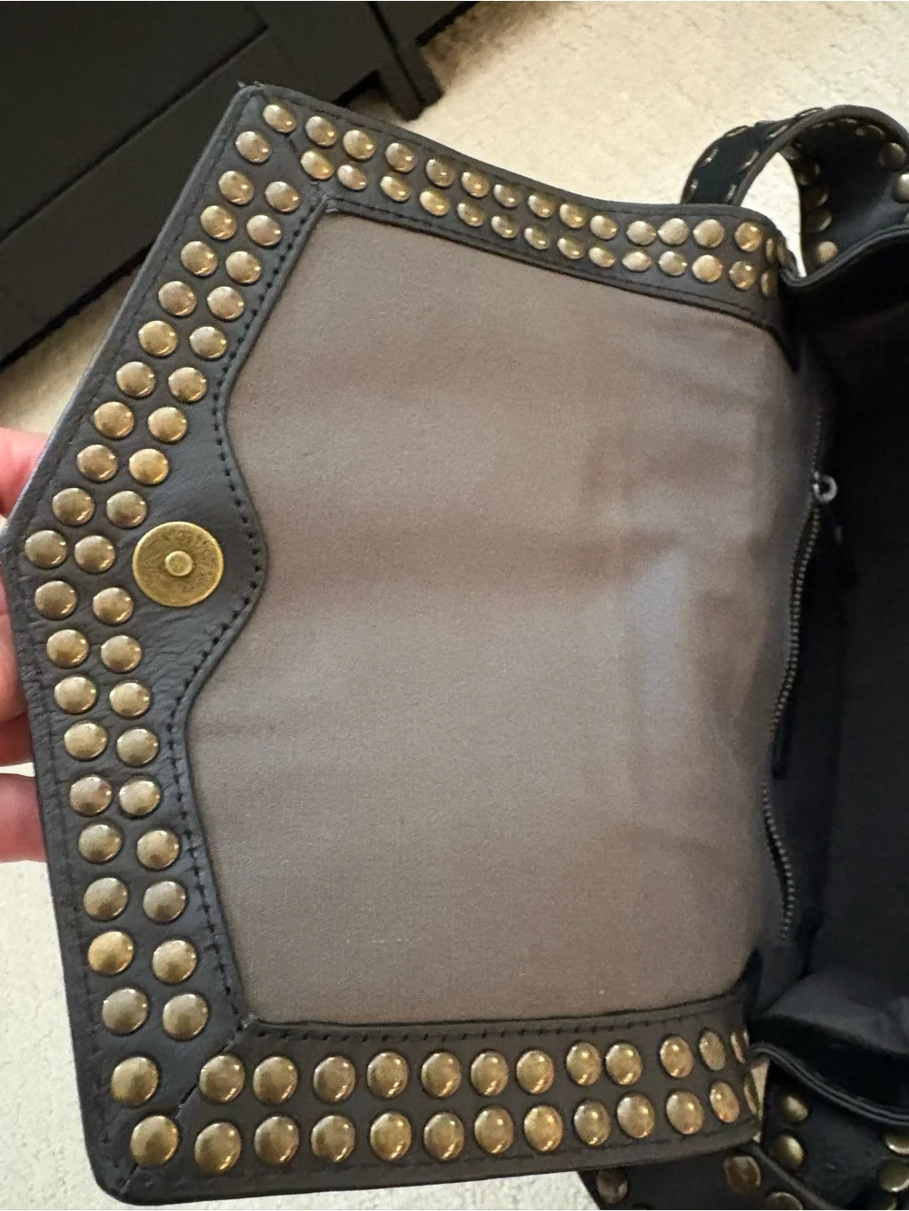 Treasure & Bond Black Crossbody Bag with Gold-Tone Studs